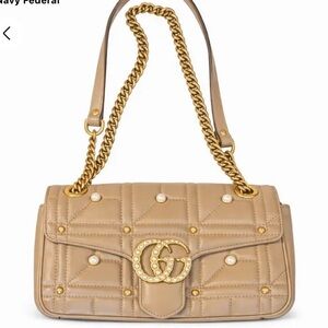 Gucci Tan Shoulder Bag with Gold Accents